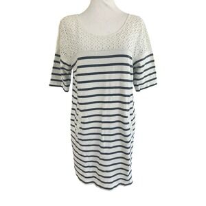 Anthropologie 9-H15 STCL Striped and Eyelet Dress Womans SZ L Nautical, Casual